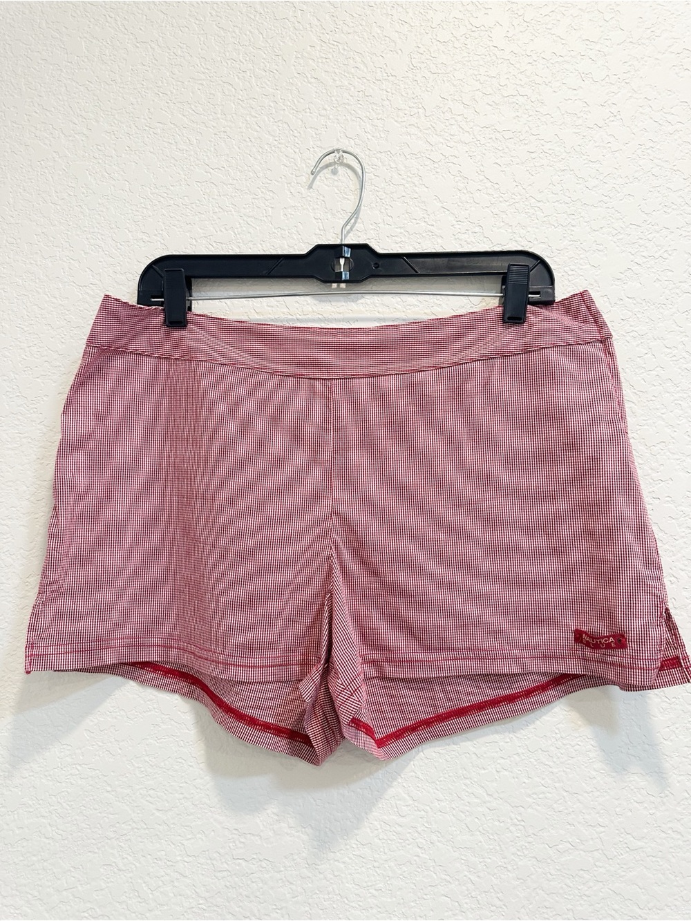 Vintage Y2K Nautica Red Micro-Check Gingham Athletic Shorts